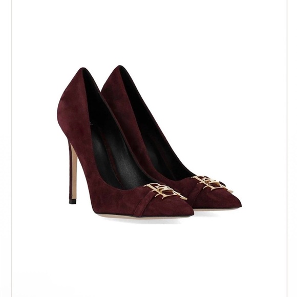Elisabetta Franchi  Burgundy Heels with Gold Accent